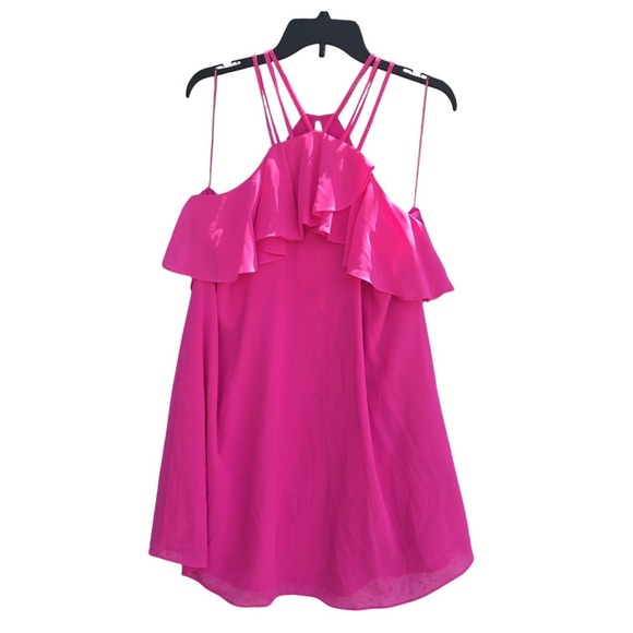 Gianni Bini Dresses & Skirts - NWT Gianni Bini Hot Pink Ruffle Halter Neck Off Shoulder Tunic Mini Dress Size L